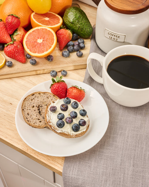 Gluten Free Bagel with cream Cheese and Blueberries