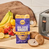 Bagels that are plant based on the counter ready for toasting