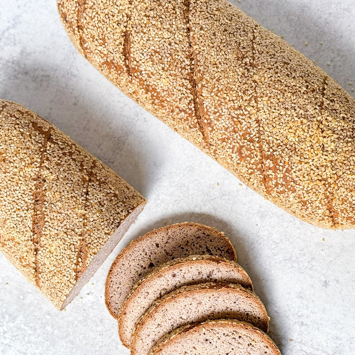 Gluten free Sandwich Bread with Sesame Seeds on the outside