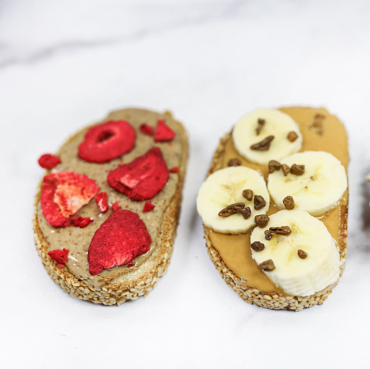 Gluten Free Toast with Nutbutter and banana and nut butter and strawberries