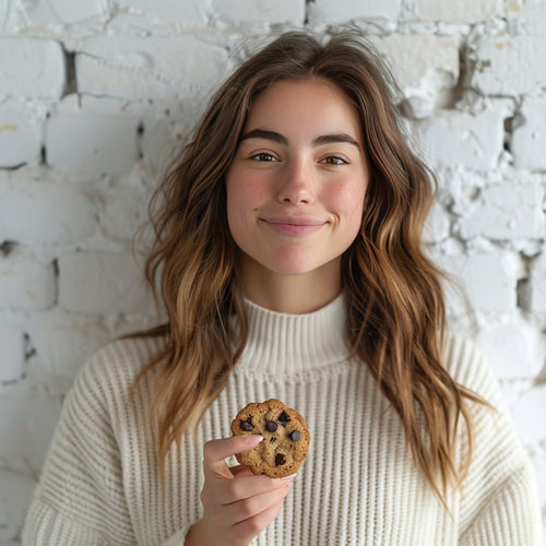 Woman eating gluten free cookie