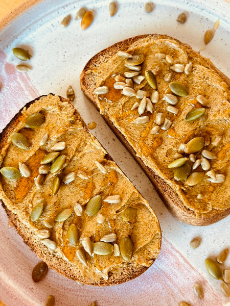 Pumpkin Butter Recipe on Keto Gluten Free Bread with Herbs de Provence and Garlic