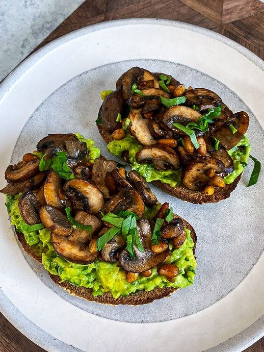 Gluten Free Avocado Toast with Roasted Mushrooms