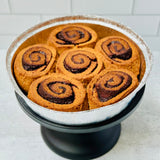 Gluten Free Cinnamon Rolls inside an aluminum pan