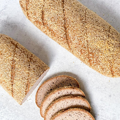 Gluten free Sandwich Bread with Sesame Seeds on the outside
